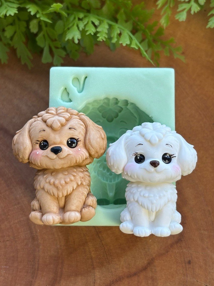 Molde Doguinho 3G — 7,5 x 6,0 cm - molde de silicone para biscuit - Vanessa De Col