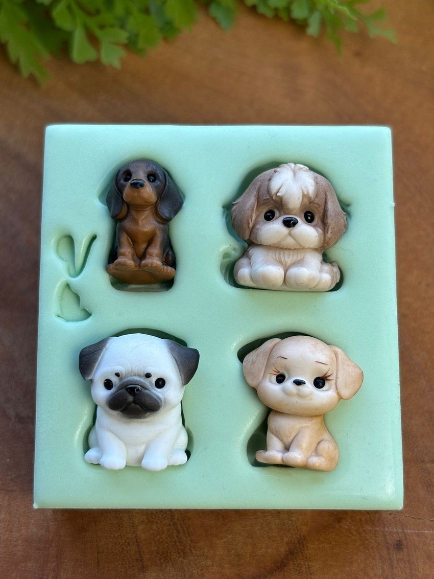 Molde Doguinhos 2 — 6,5 x 7,0 cm - molde de silicone para biscuit - Vanessa De Col