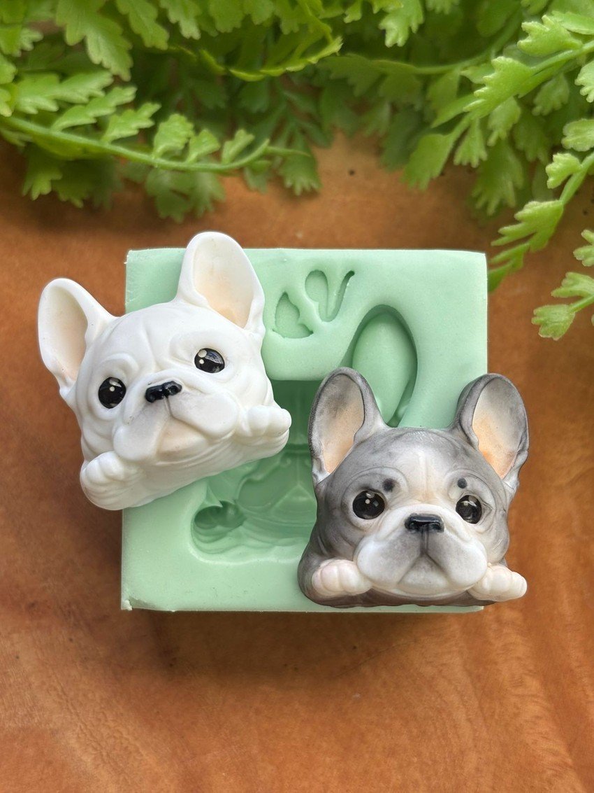 Molde Dog Bulldog Francês G — 5,0 x 5,0 cm - molde de silicone para biscuit - Vanessa De Col