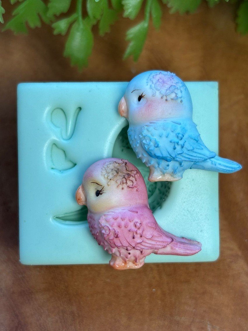 Molde Passarinho 2 - PP — 5,0 x 4,5 cm - molde de silicone para biscuit - Vanessa De Col