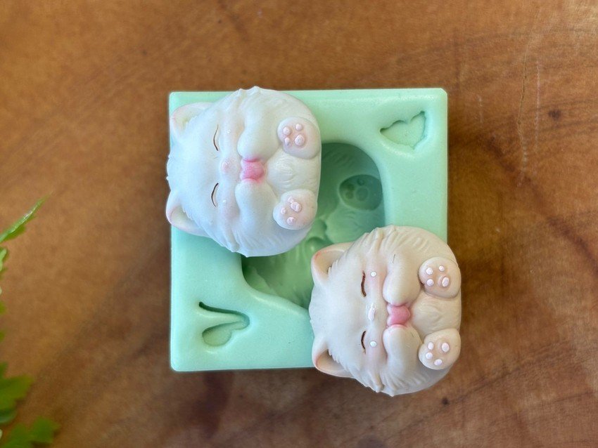 Molde Gatinho Cute PP — 4,5 x 4,5 cm - molde de silicone para biscuit - Vanessa De Col
