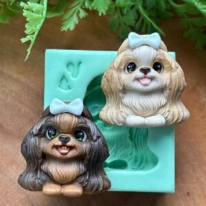 Molde Dog Lhasa - G — 6,5 x 7,0 cm - molde de silicone para biscuit - Vanessa De Col