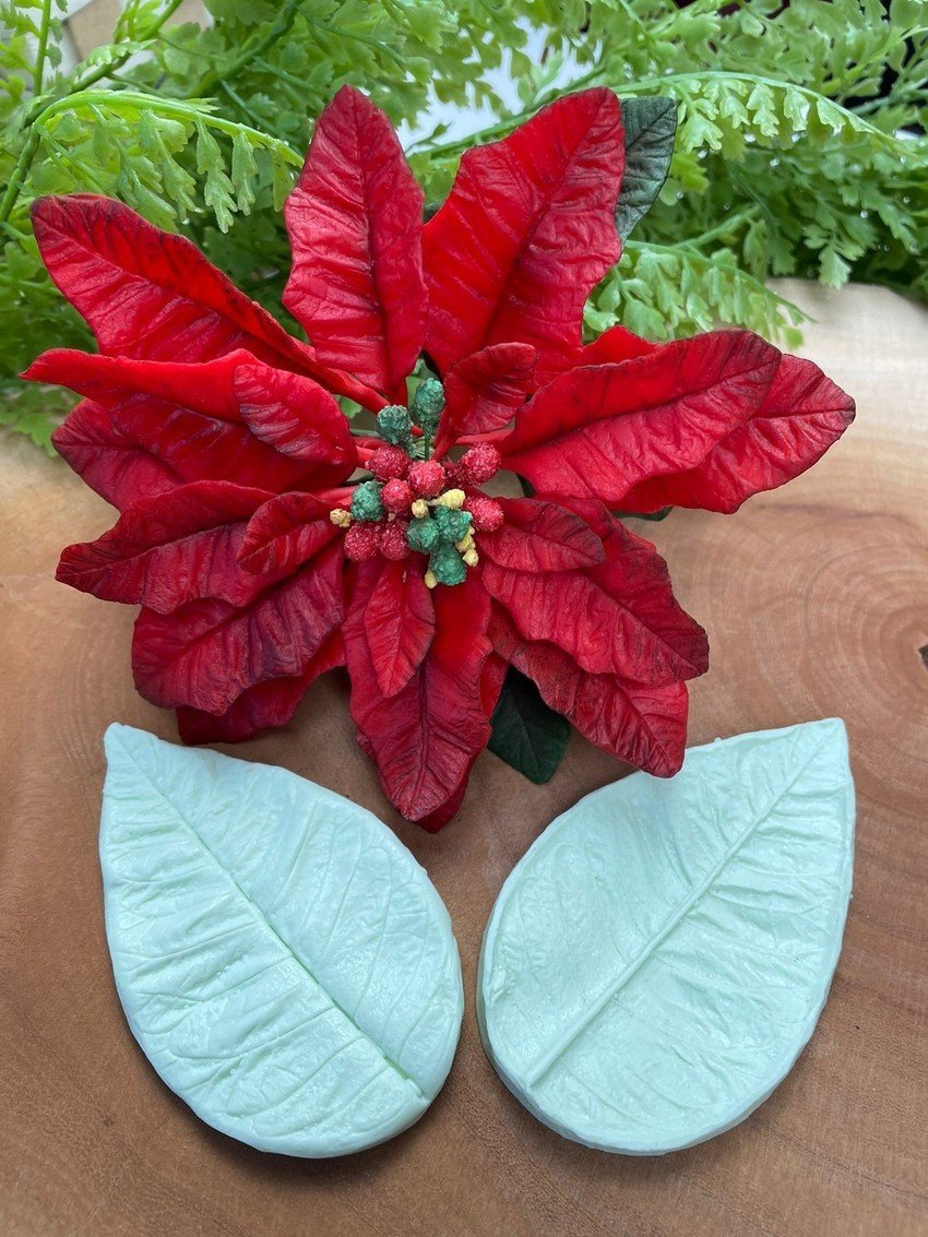 Molde Marcador Folha e flor de Natal (Poinsettia)