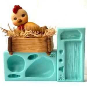 Molde de silicone Kit Galinha e caixote - JR