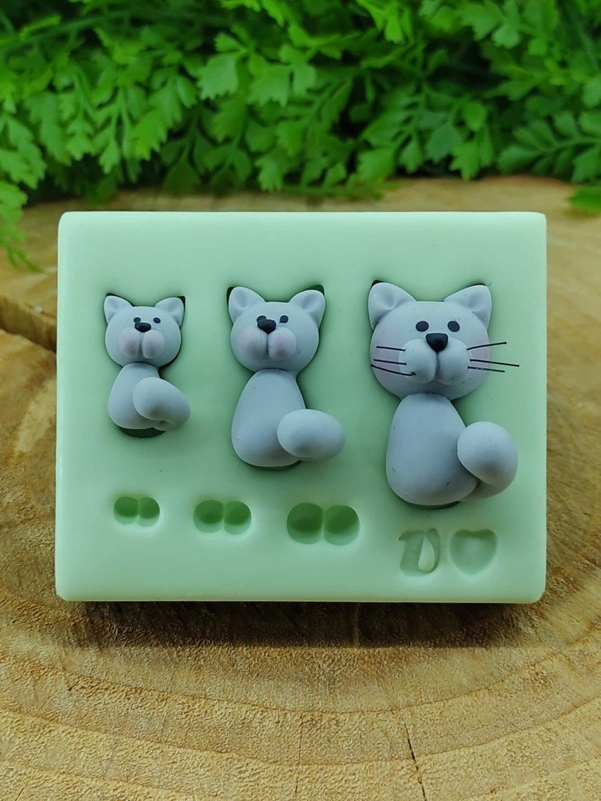 Molde De Silicone Gatinhos