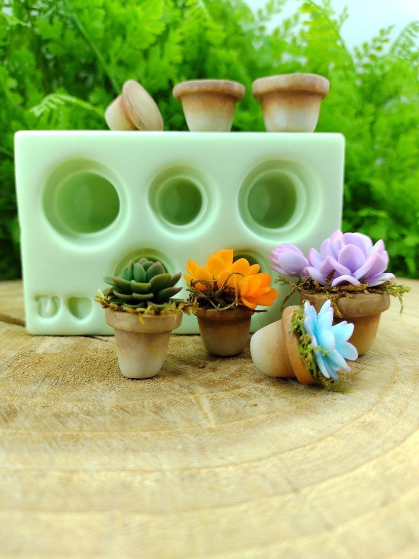 Molde De Silicone Mini Vasinhos